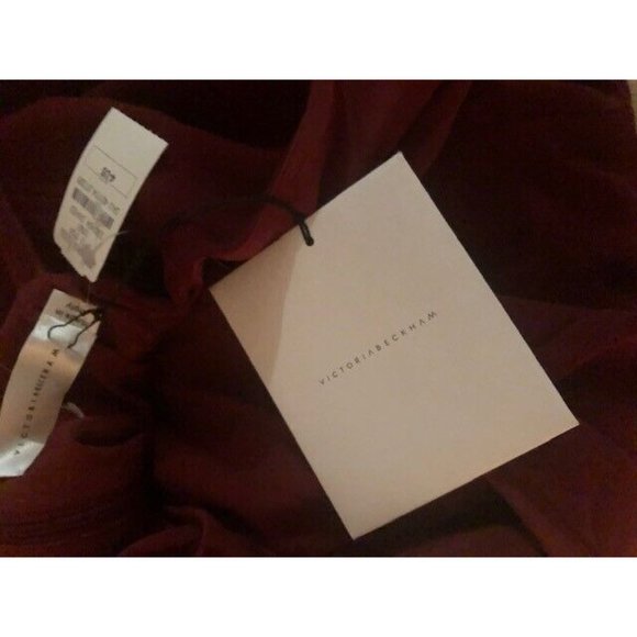 NWT $1600 VICTORIA BECKHAM CADY CREPE FLUTED PLEATED MIDI DRESS IN BORDEAUX SZ 4 - Picture 7 of 7